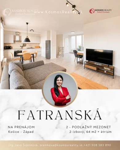 Mieszkania na wynajem, 2-pokojowe, Košice-Západ · €900