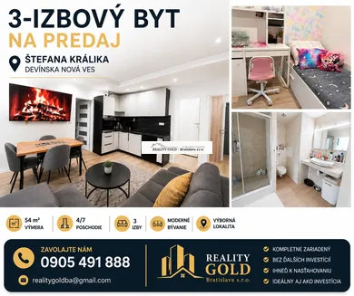 Квартиры на продажу, 2-комнатные, Bratislava-Devínska Nová Ves · €205 000