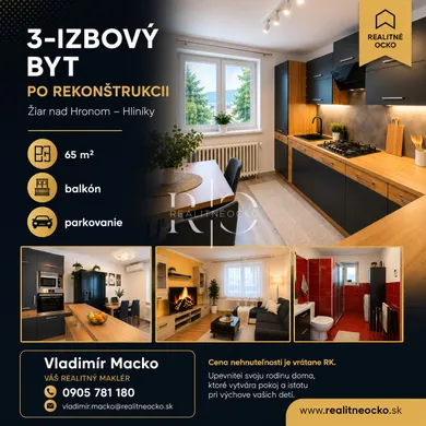 Mieszkania na sprzedaż, 3-pokojowe, Žiar nad Hronom · €144 900