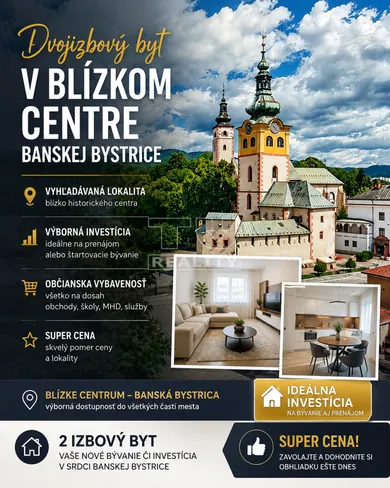 Mieszkania na sprzedaż, 2-pokojowe, Banská Bystrica · €189 000