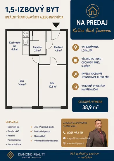 Mieszkania na sprzedaż, 2-pokojowe, Košice-Nad jazerom · €145 000