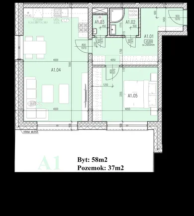 Na predaj 2-izbový byt, 58 m², Nové Mesto nad Váhom, Brunovce