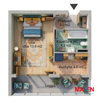 Na predaj 1-izbový byt, 32 m², Košice-Západ, Trieda SNP
