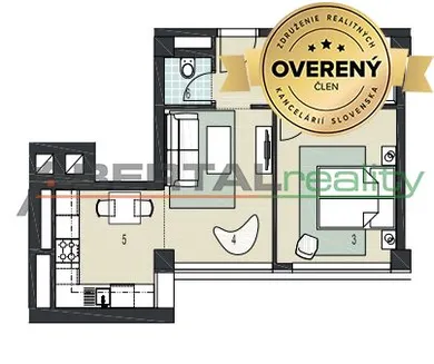 Na prenájom 2-izbový byt, 44 m², Bratislava-Nové Mesto, Stromová