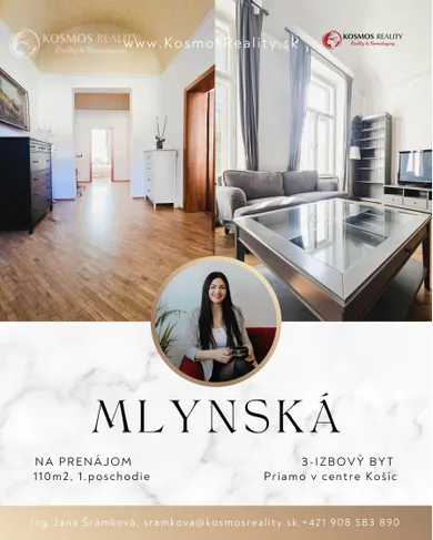 Apartments for rent, 3-room in Košice-Staré Mesto · €1,000