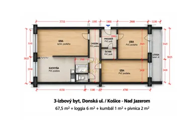 Na predaj 3-izbový byt, 68 m², Košice-Nad jazerom, Donská 2