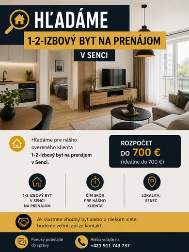 Mieszkania na wynajem, 2-pokojowe, Senec · €700