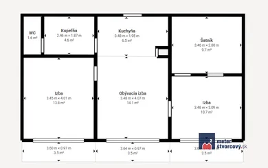 Na predaj 3-izbový byt, 62 m², Žilina, Závodská cesta