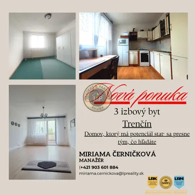 Na predaj 3-izbový byt, 72 m², Trenčín