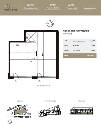 Na predaj komerčné, 76 m², Sekule, Pekná