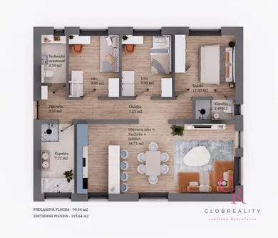 Na predaj 4-izbový byt, 92 m², Žitavce