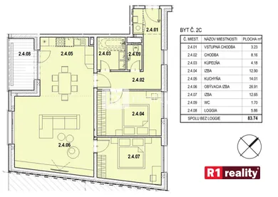 Na predaj 3-izbový byt, 84 m², Piešťany, Štúrova 12