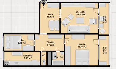Na predaj 3-izbový byt, 86 m², Bratislava-Petržalka, Jasovská