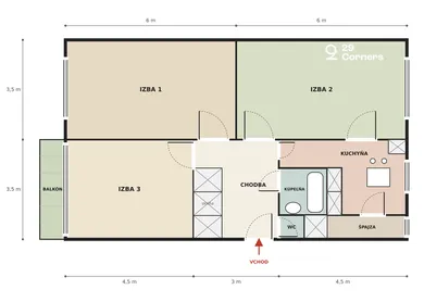 Na predaj 3-izbový byt, 82 m², Nitra, Hlboká