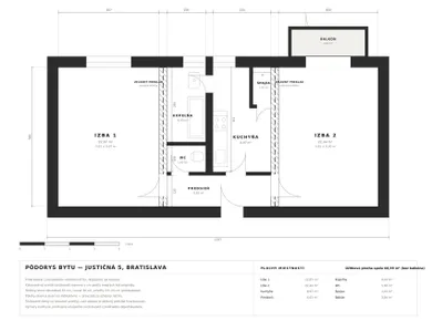 Na predaj 2-izbový byt, 70 m², Bratislava-Staré Mesto, Justičná