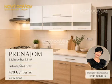 Byty na prenájom 1-izbový, Galanta · €470