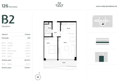 Na predaj 2-izbový byt, 73 m², Slovenský Grob