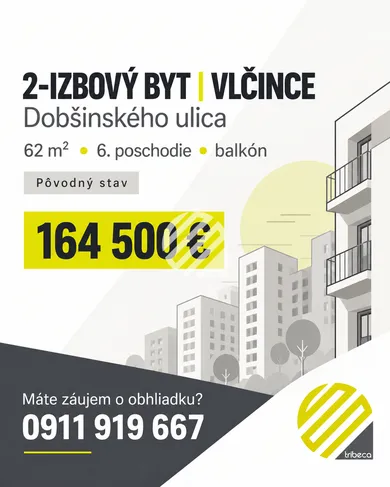 Na predaj 2-izbový byt, 62 m², Žilina, Dobšinského