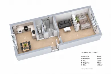 Na prenájom 1-izbový byt, 43 m², Prešov, Magurská
