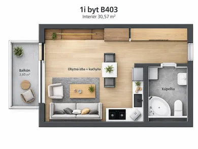 Apartments for sale, 1-room in Bratislava-Nové Mesto · €159,990