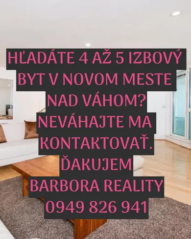 Byty na predaj 5-izbový, Nové Mesto nad Váhom · €199 000
