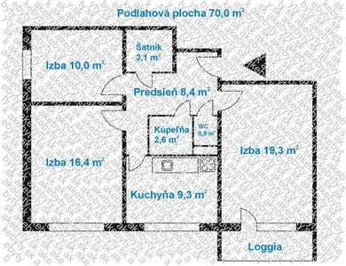 Na predaj 3-izbový byt, 70 m², Košice-Západ
