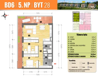 Na predaj 3-izbový byt, 74 m², Košice-Vyšné Opátske, Cédrová