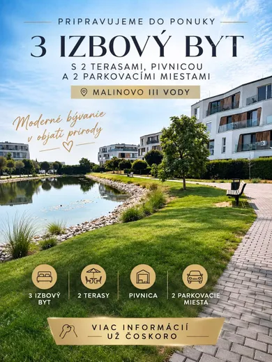 Byty na predaj 3-izbový, Malinovo · €335 000