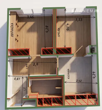 Na predaj 2-izbový byt, 51 m², Humenné
