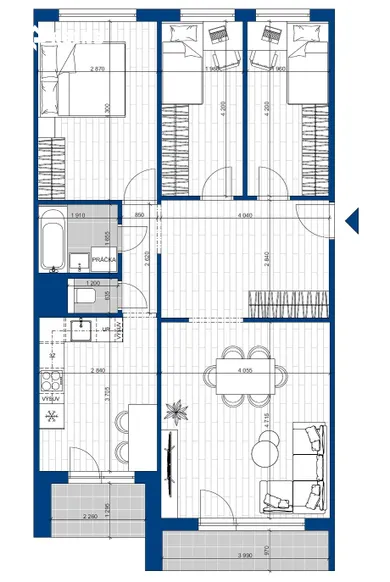 Apartments for sale, 4-room in Bratislava-Karlova Ves · €299,900
