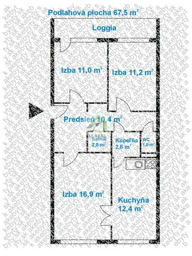 Na predaj 3-izbový byt, 68 m², Košice-Nad jazerom