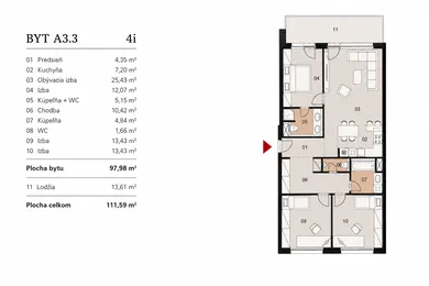 Na predaj 4-izbový byt, 98 m², Bratislava-Jarovce, Opálová
