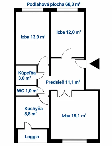 Na predaj 3-izbový byt, 68 m², Bratislava-Petržalka, Bulíkova
