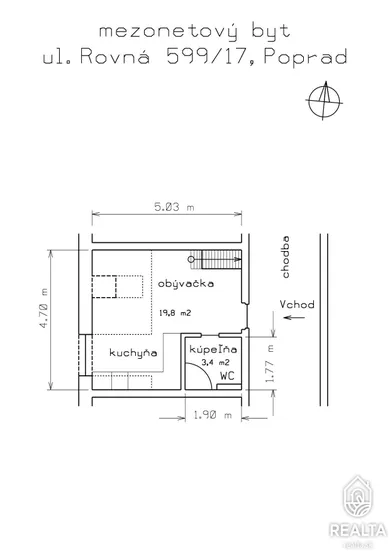 Na predaj 2-izbový byt, 57 m², Poprad, Rovná