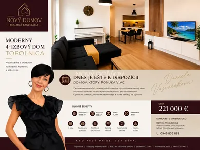 Domy na sprzedaż, 4-pokojowe, Topoľnica · €221 000
