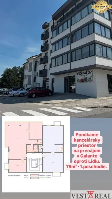 Na prenájom komerčné, 79 m², Galanta, Esterházyovcov