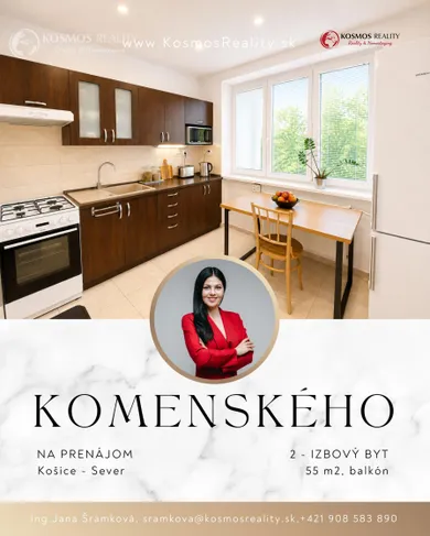Mieszkania na wynajem, 2-pokojowe, Košice-Sever · €760