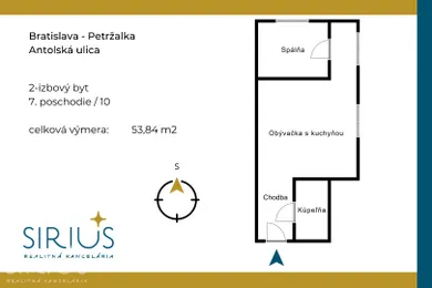 Na prenájom 2-izbový byt, 54 m², Bratislava-Petržalka, Antolská