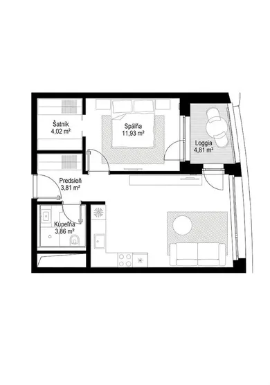 Na prenájom 2-izbový byt, 51 m², Bratislava-Staré Mesto, Čulenova