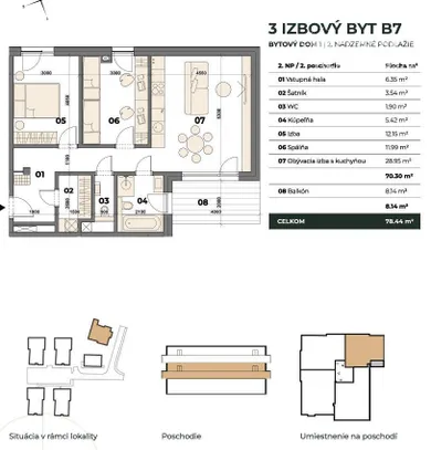Na predaj 3-izbový byt, Bratislava-Karlova Ves, Staré grunty
