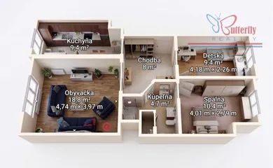 Na predaj 3-izbový byt, 64 m², Handlová, Okružná