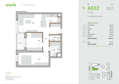 Na prenájom 3-izbový byt, 61 m², Trnava, Ulica Veterná