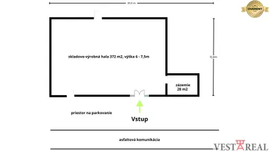Na prenájom komerčné, 400 m², Trnava, Skladová