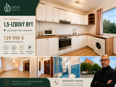 Mieszkania na sprzedaż, 1-pokojowe, Šamorín · €129 990