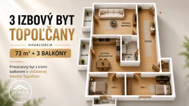 Mieszkania na sprzedaż, 3-pokojowe, Topoľčany · €129 900