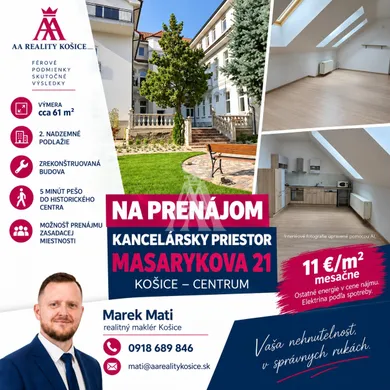 Kiadó kereskedelmi ingatlanok, Košice-Staré Mesto · €671