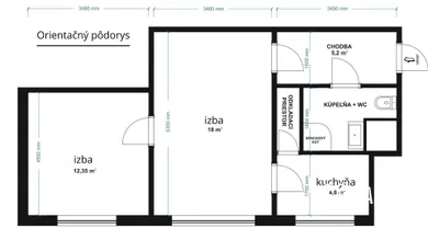 Na prenájom 2-izbový byt, 50 m², Prievidza, M. Hodžu