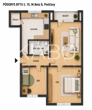 Квартиры на продажу, 3-комнатные, Piešťany · €149 900