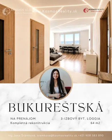 Mieszkania na wynajem, 3-pokojowe, Košice-Sídlisko Ťahanovce · €850