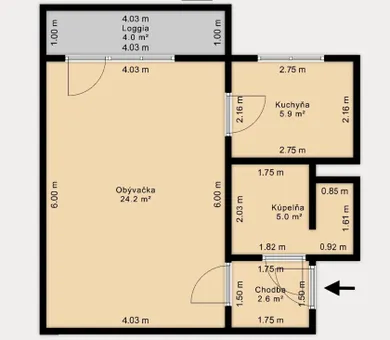 Na predaj 1-izbový byt, 38 m², Bratislava-Vrakuňa, Bučinová